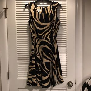 Tan and Black Fit and Flare Dress